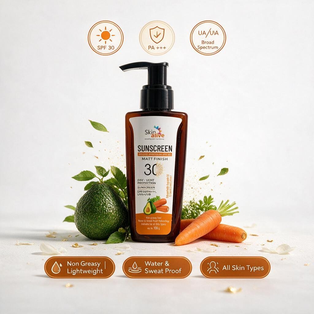 Skin Alive sunscreen packaging by Texas Print Design